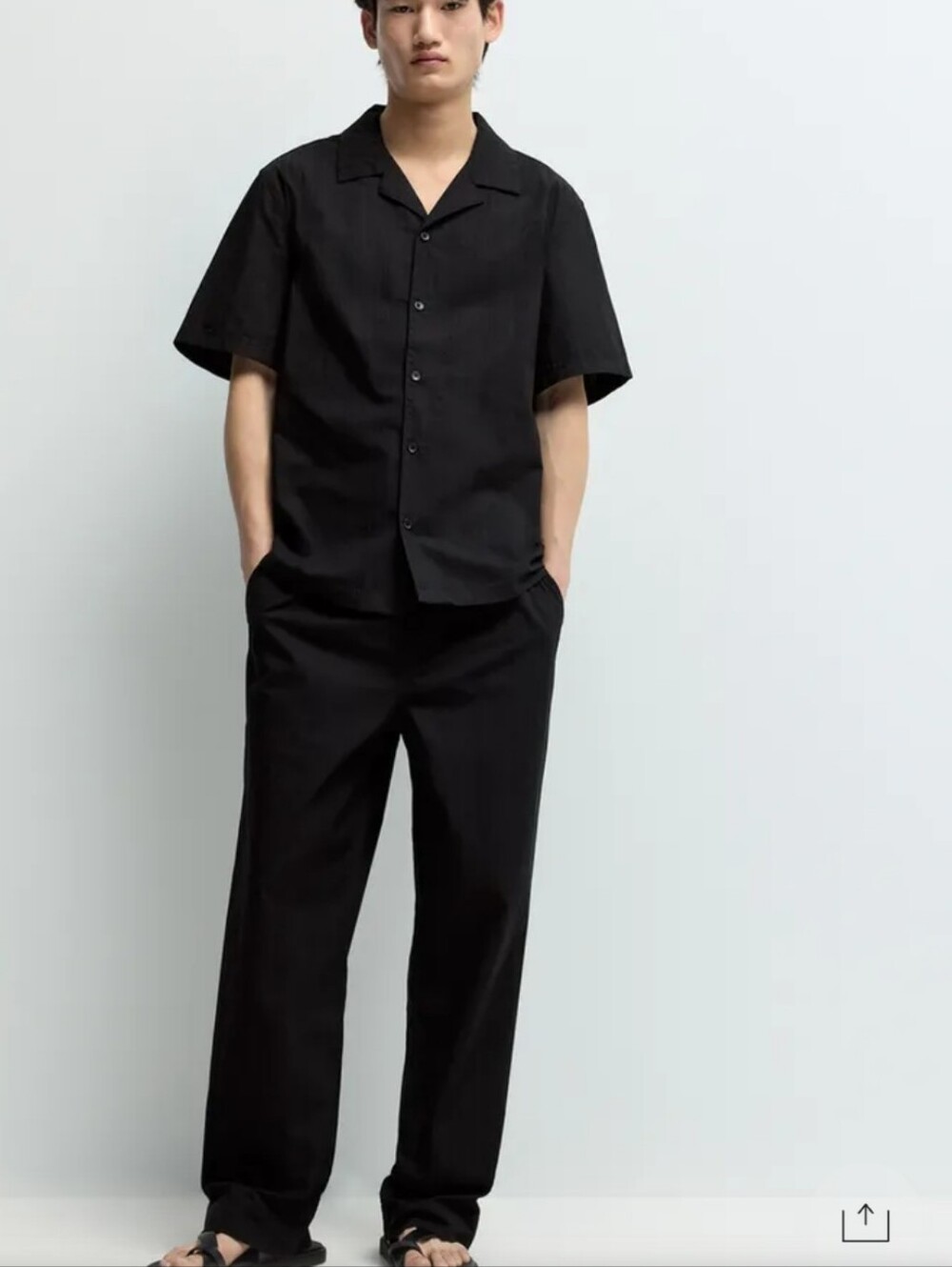 Men's Black Wide-Leg Drawstring Sweatpants🟣
